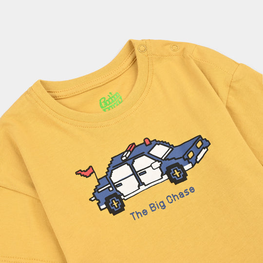 Infant Boys Cotton Jersey T- Shirt The Big Chase-Yellow