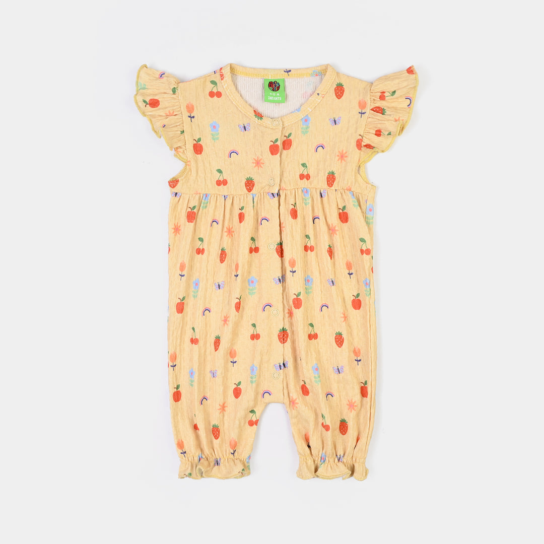 Infant Girls Poly Crinkle Romper FRUITS-Yellow