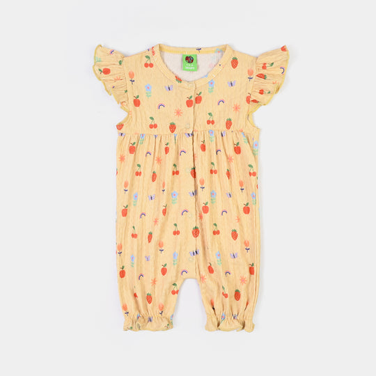 Infant Girls Poly Crinkle Romper FRUITS-Yellow