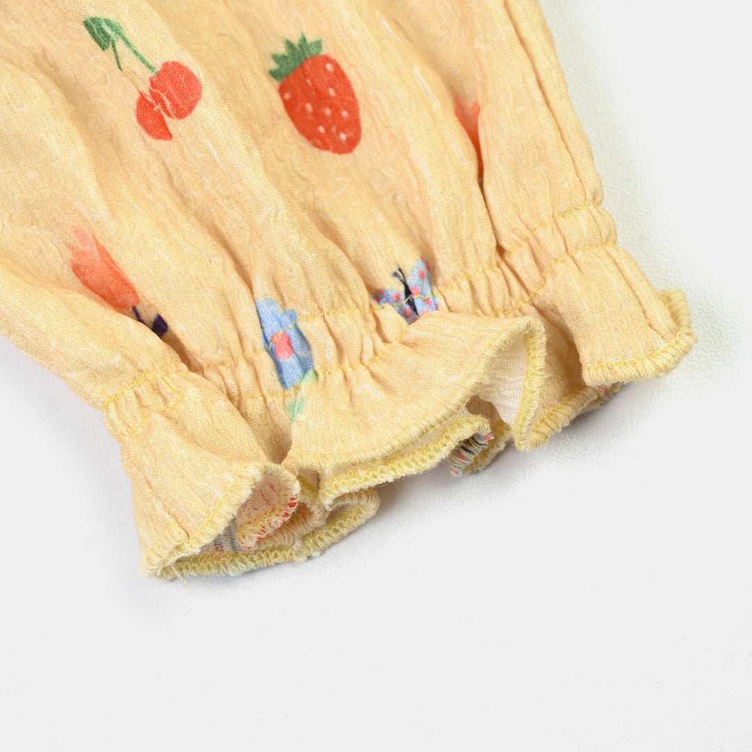 Infant Girls Poly Crinkle Romper FRUITS-Yellow
