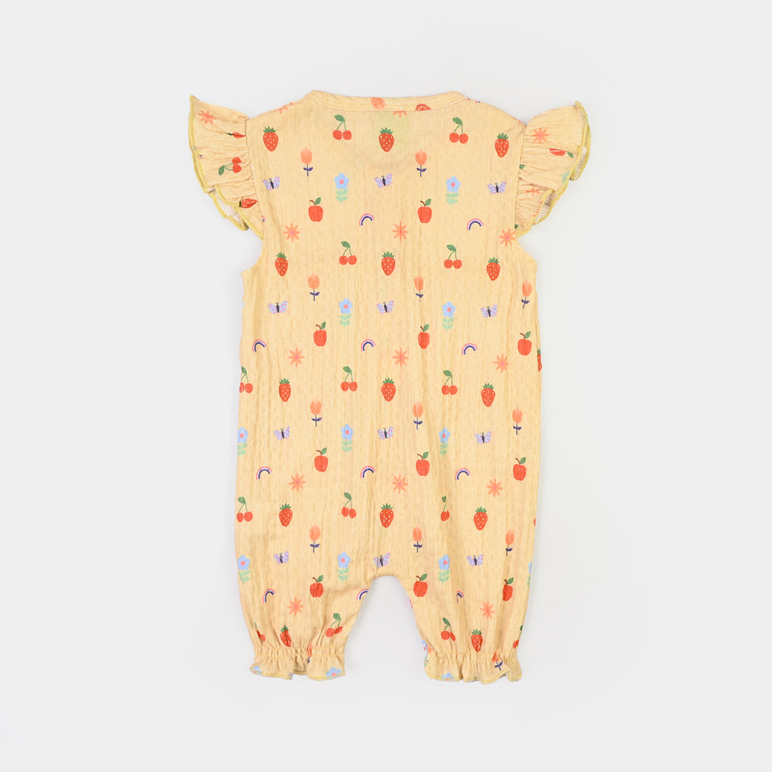 Infant Girls Poly Crinkle Romper FRUITS-Yellow