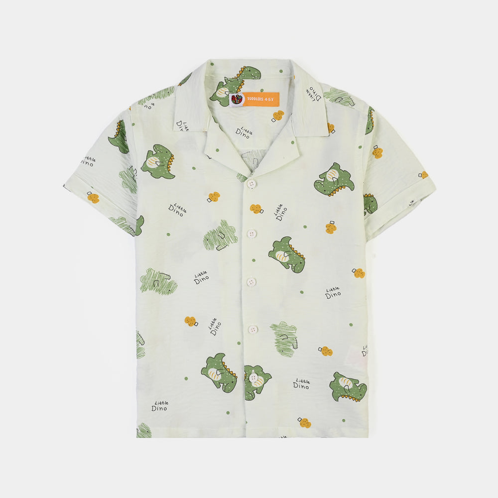 Boys Linen Viscose Nightwear Little Dino - Light Green