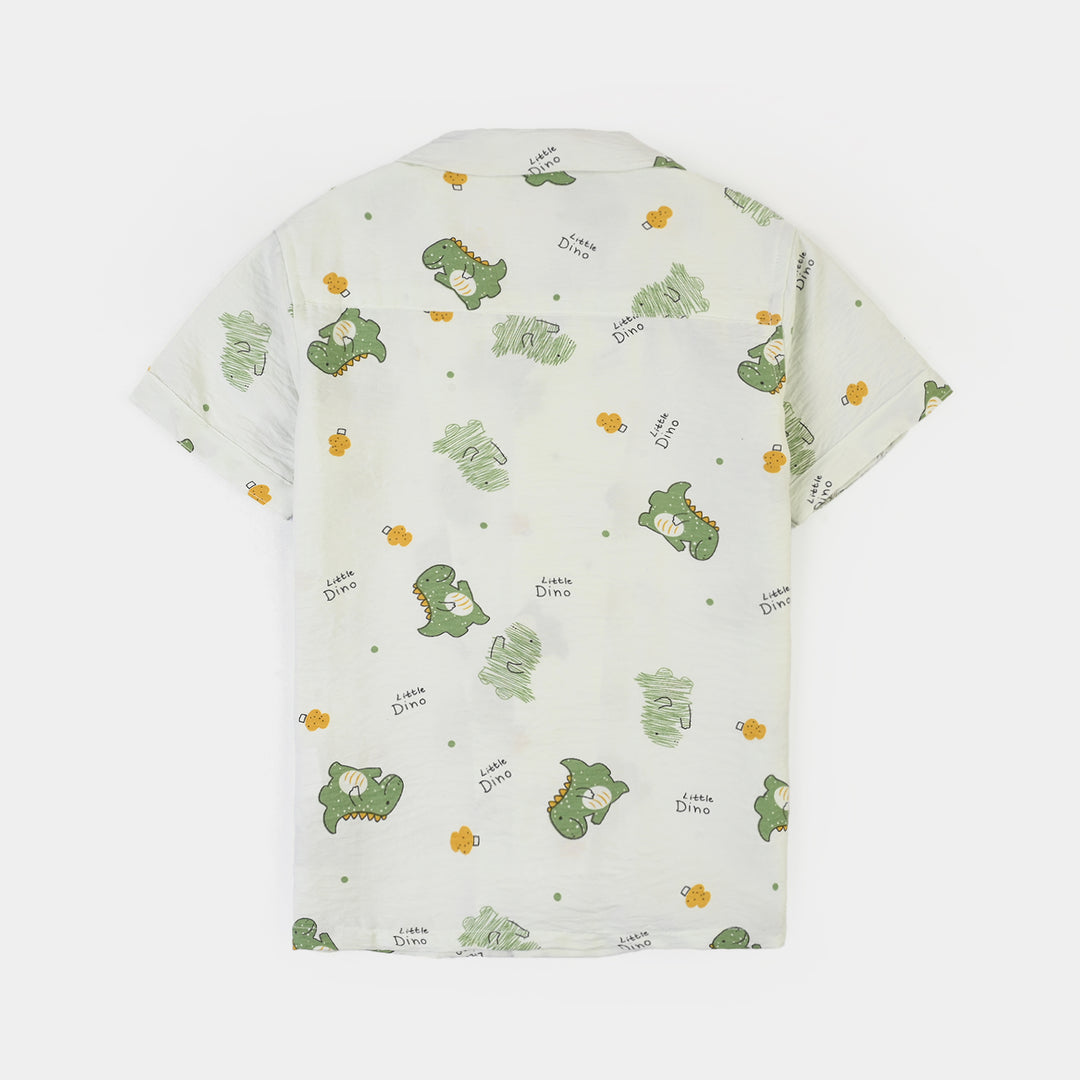Boys Linen Viscose Nightwear Little Dino - Light Green