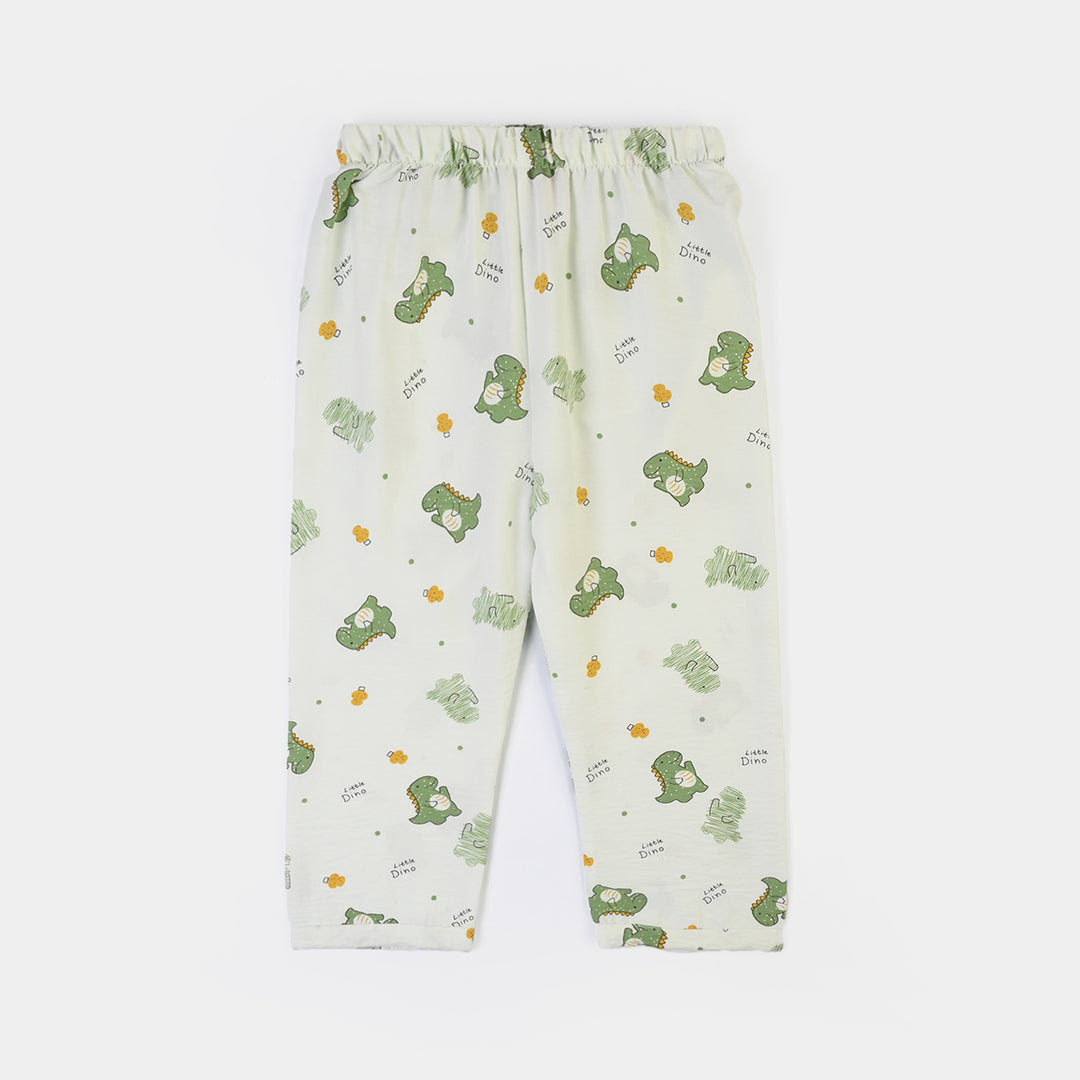 Boys Linen Viscose Nightwear Little Dino - Light Green