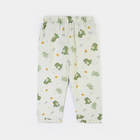 Boys Linen Viscose Nightwear Little Dino - Light Green