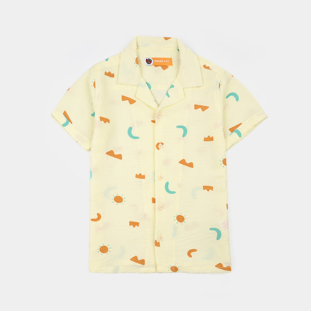 Boys Linen Viscose Nightwear-Shapes-Off.White