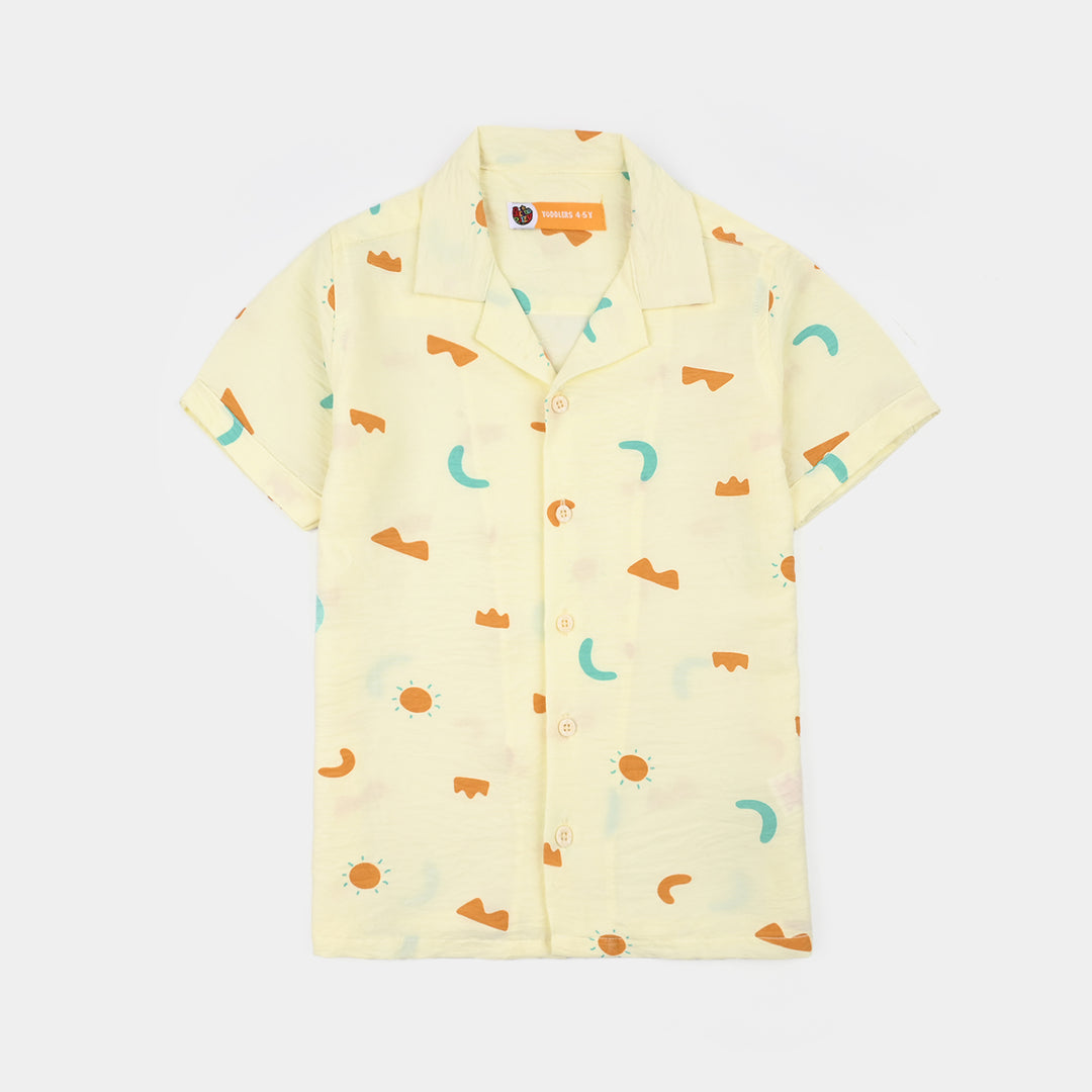 Boys Linen Viscose Nightwear-Shapes-Off.White