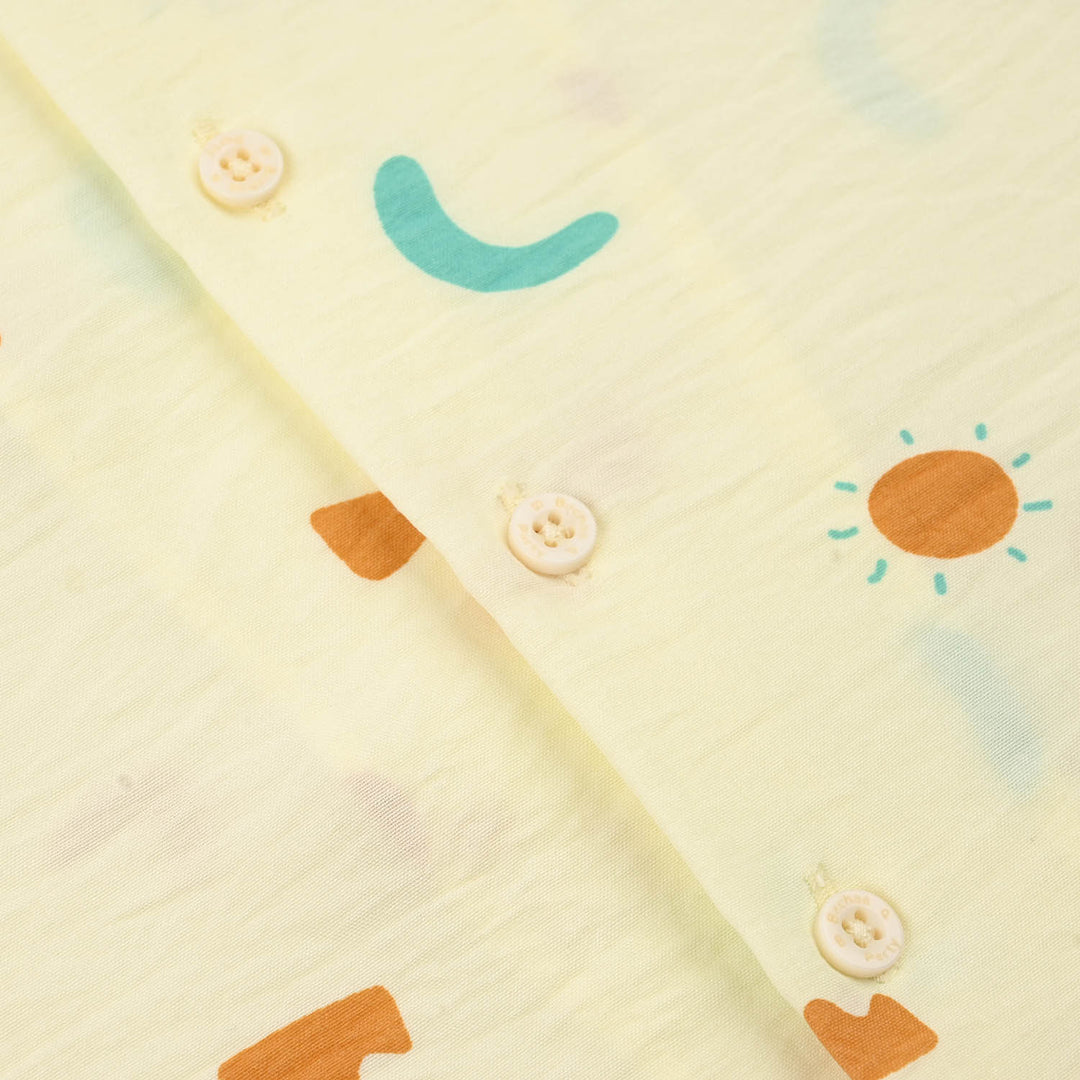 Boys Linen Viscose Nightwear-Shapes-Off.White
