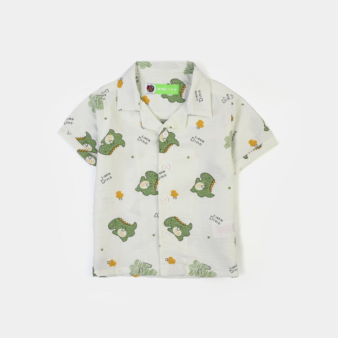 Infant Boys Linen Viscose Nightwear Little Dino - Light Green