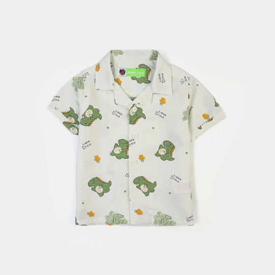 Infant Boys Linen Viscose Nightwear Little Dino - Light Green