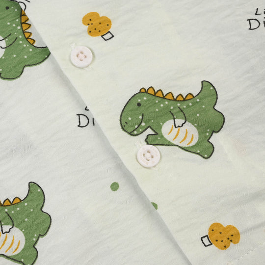 Infant Boys Linen Viscose Nightwear Little Dino - Light Green