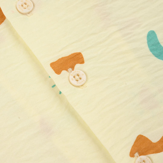 Infant Boys Linen Viscose Nightwear-Shapes-Off.White