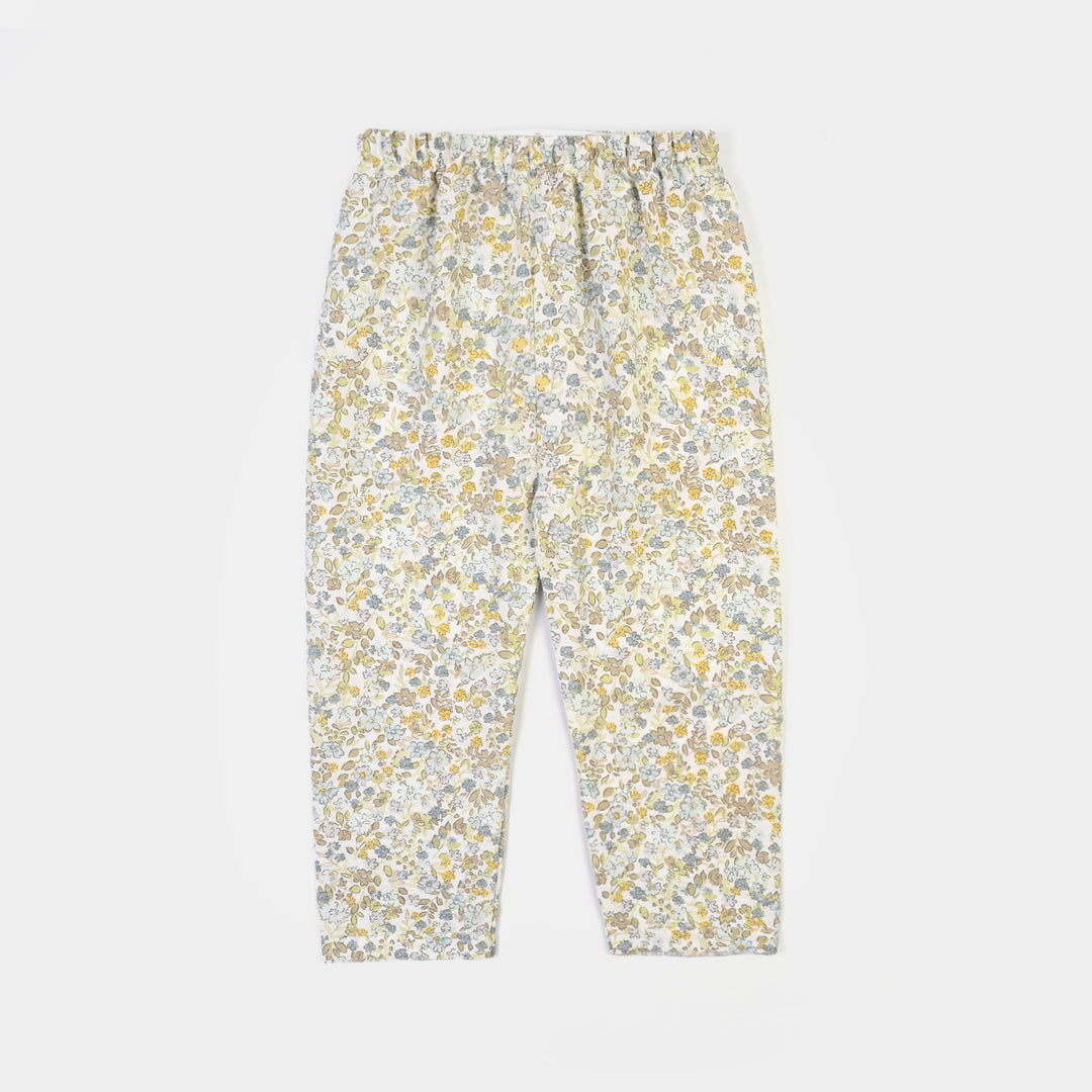 Girls Linen Viscose Nightwear-Floral-Light Green
