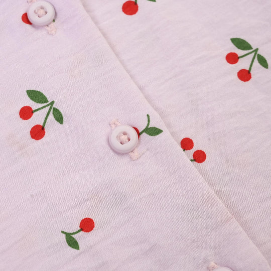 Infant Girls Linen Viscose Nightwear-Cherry-Lilac