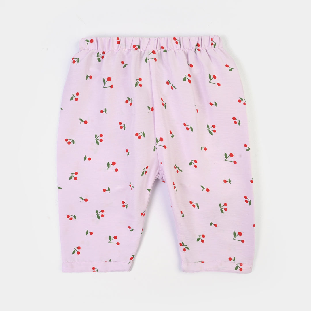 Infant Girls Linen Viscose Nightwear-Cherry-Lilac