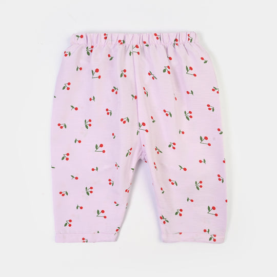 Infant Girls Linen Viscose Nightwear-Cherry-Lilac