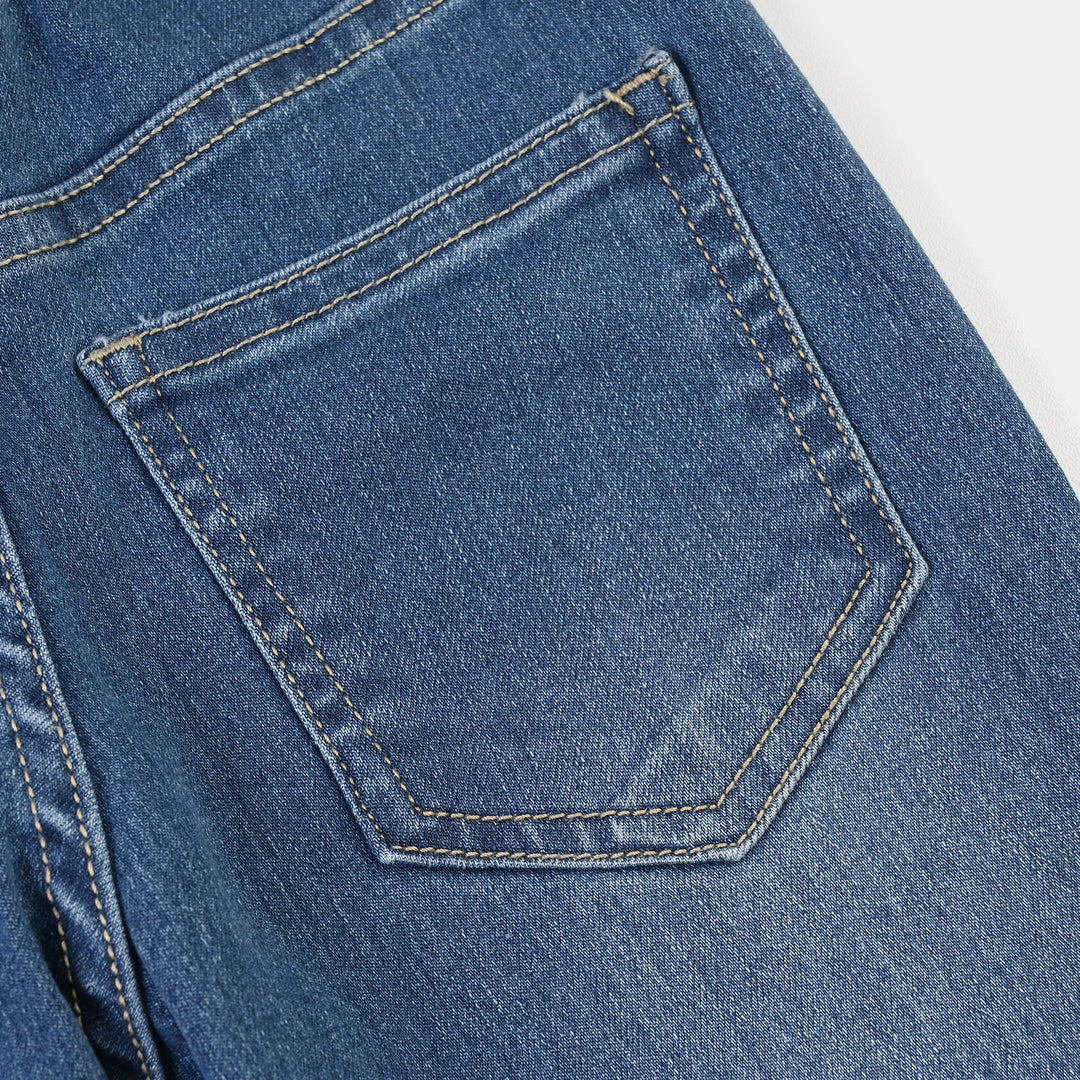 Girls Denim Stretch Jegging Basic-Mid Blue