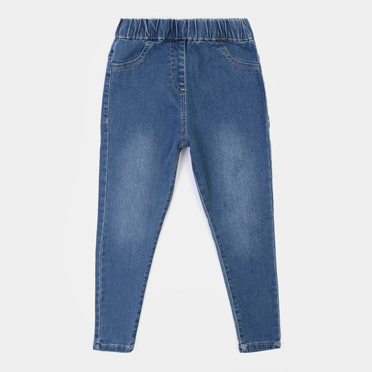 Girls Denim Stretch Jegging Basic-Mid Blue