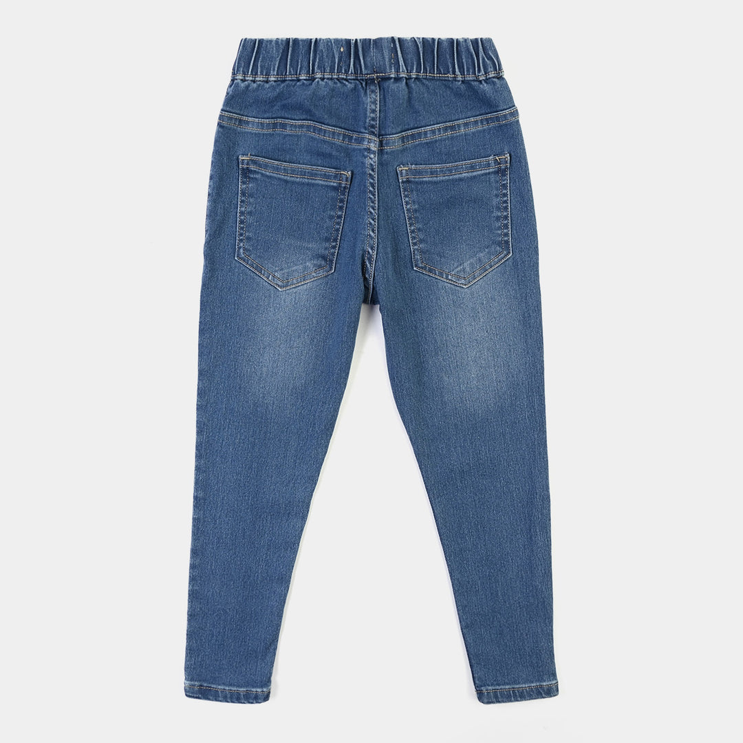 Girls Denim Stretch Jegging Basic-Mid Blue