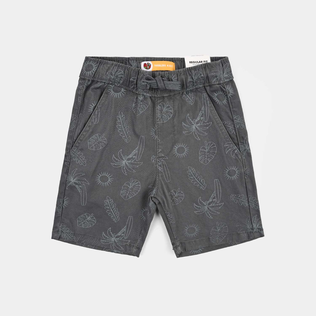Boys Cotton Twill Short Always Funday-GREY