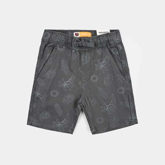 Boys Cotton Twill Short Always Funday-GREY