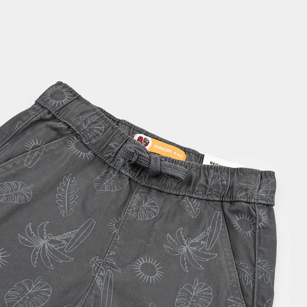 Boys Cotton Twill Short Always Funday-GREY