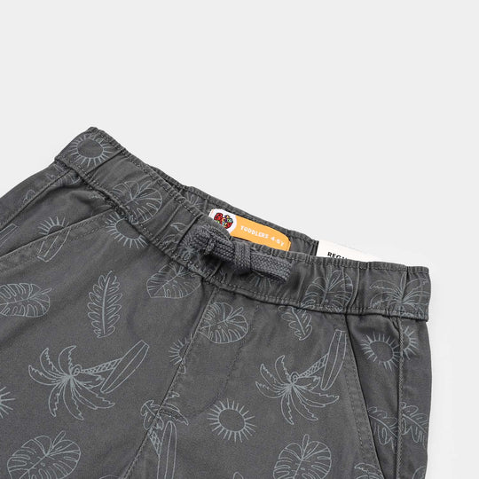 Boys Cotton Twill Short Always Funday-GREY