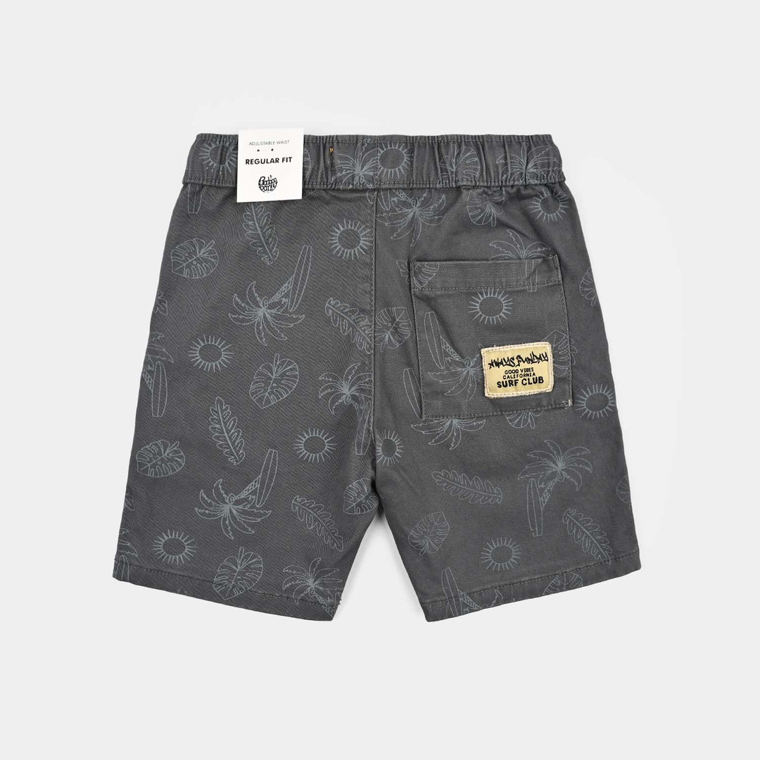 Boys Cotton Twill Short Always Funday-GREY
