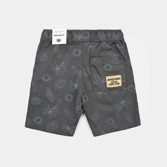 Boys Cotton Twill Short Always Funday-GREY