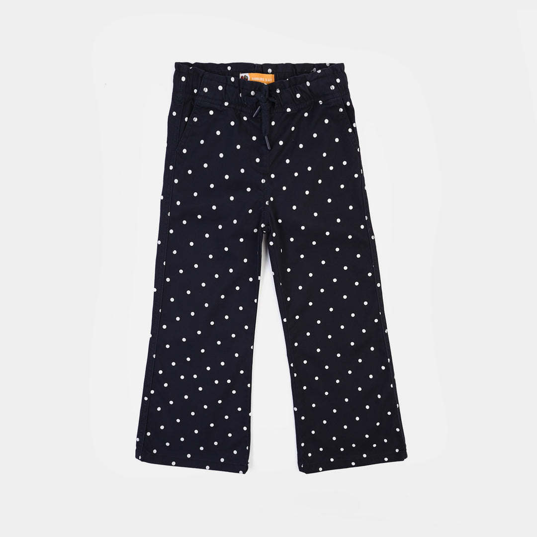 Girls Cotton Twill Pant Polka Dot-Blue