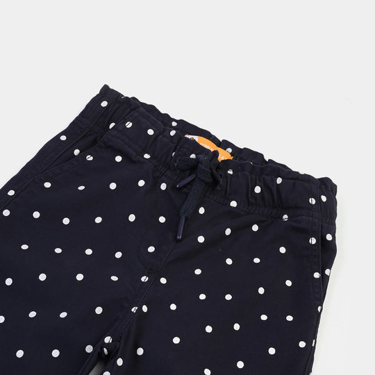 Girls Cotton Twill Pant Polka Dot-Blue