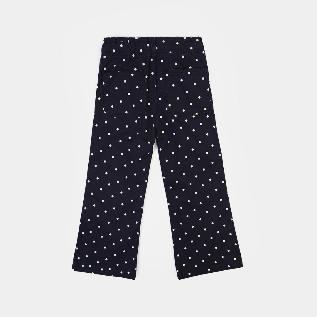 Girls Cotton Twill Pant Polka Dot-Blue