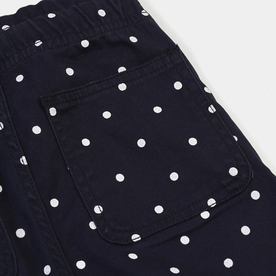 Girls Cotton Twill Pant Polka Dot-Blue