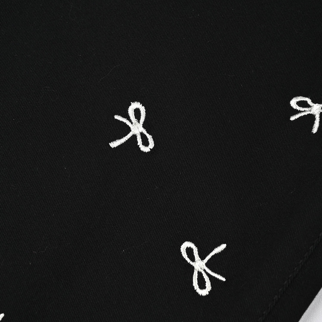 Girls Cotton Twill Pant Bow-BLACK