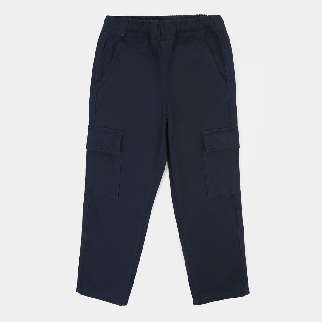 Girls Cotton Twill Pant Flap-Blue