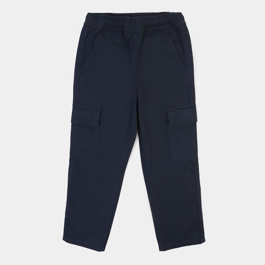 Girls Cotton Twill Pant Flap-Blue