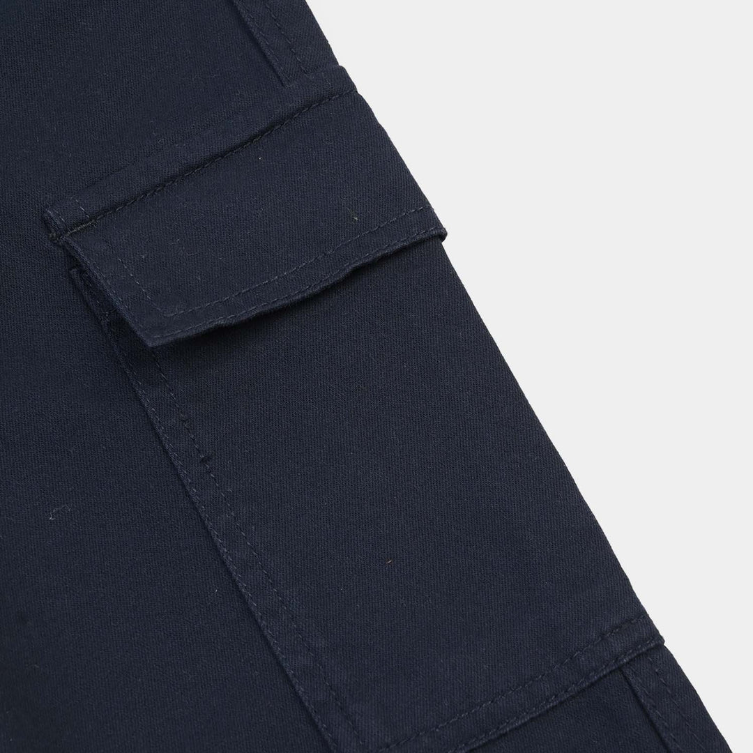 Girls Cotton Twill Pant Flap-Blue