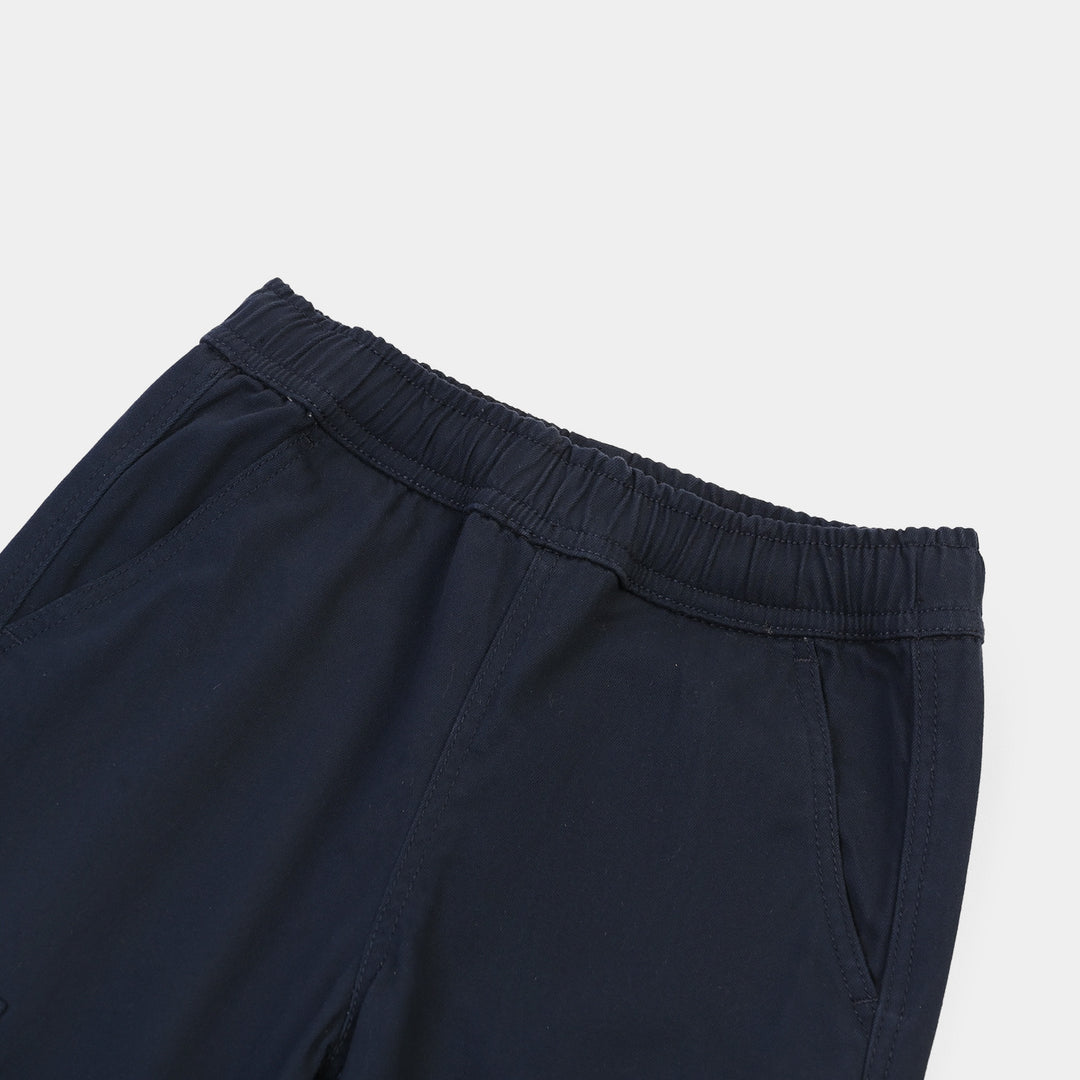 Girls Cotton Twill Pant Flap-Blue