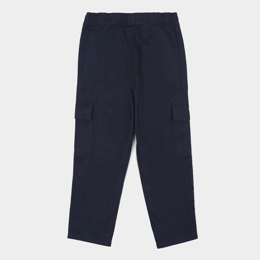 Girls Cotton Twill Pant Flap-Blue