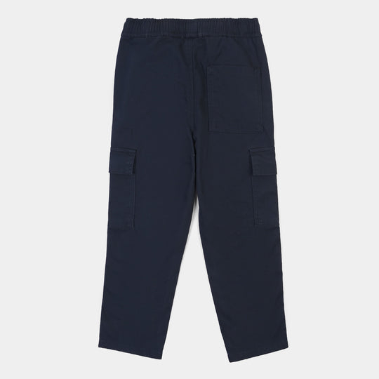 Girls Cotton Twill Pant Flap-Blue