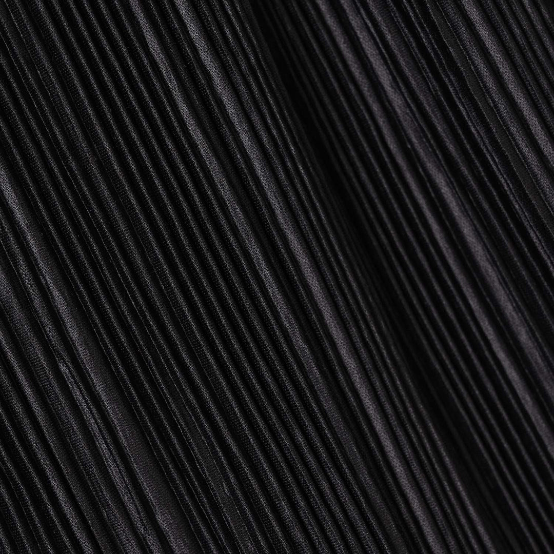 Teens Girls Polyester Black Pleated Pant-BLACK