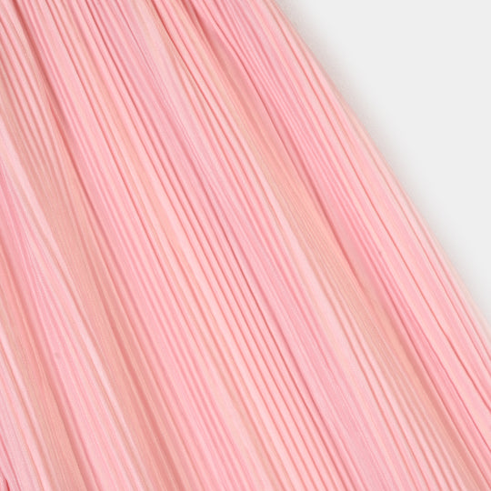Infant Girls Polyester Baby Pink Pleated pant-Baby Pink