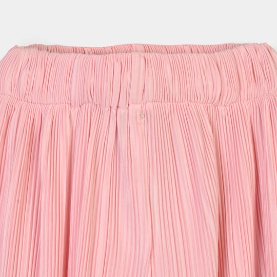 Infant Girls Polyester Baby Pink Pleated pant-Baby Pink