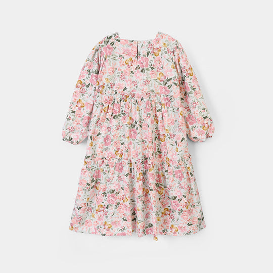 Girls Polyester Printed Frock Whimsical -Multi