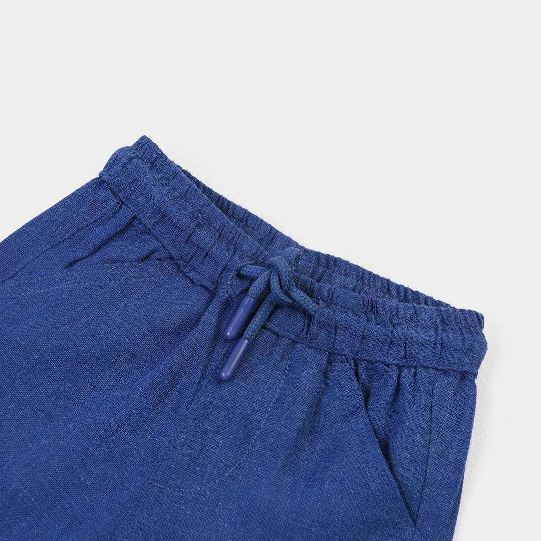 Infant Boys Gauze Short Happy Crew-Blue