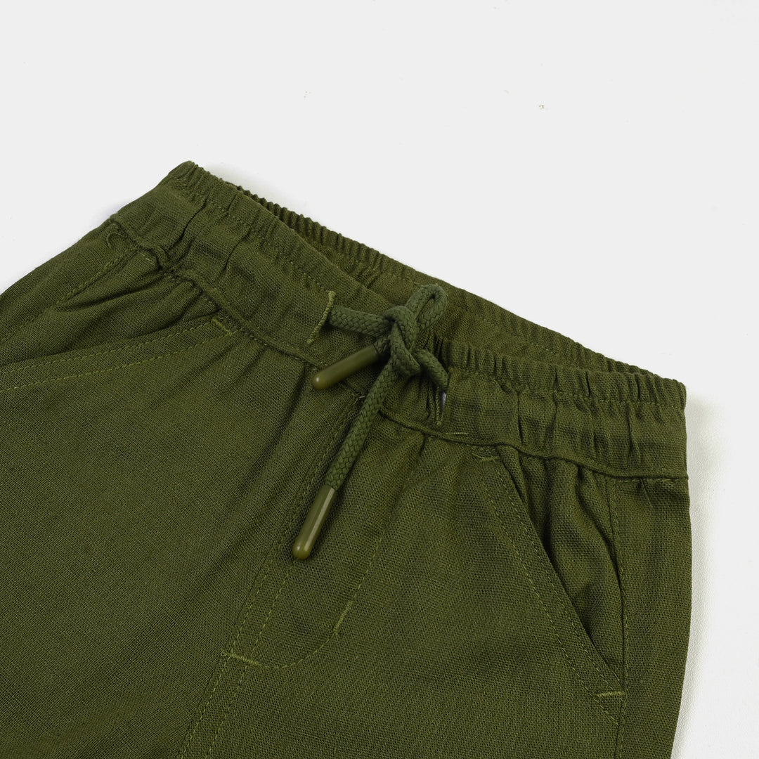 Infant Boys Gauze Short Happy Crew-GREEN