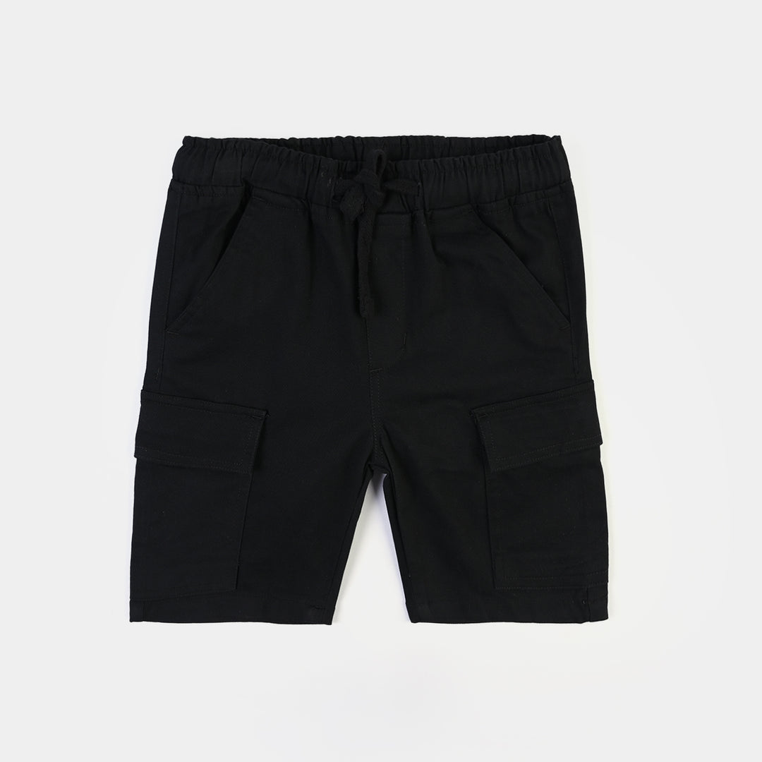 Boys Cotton Twill Short Funday-BLACK