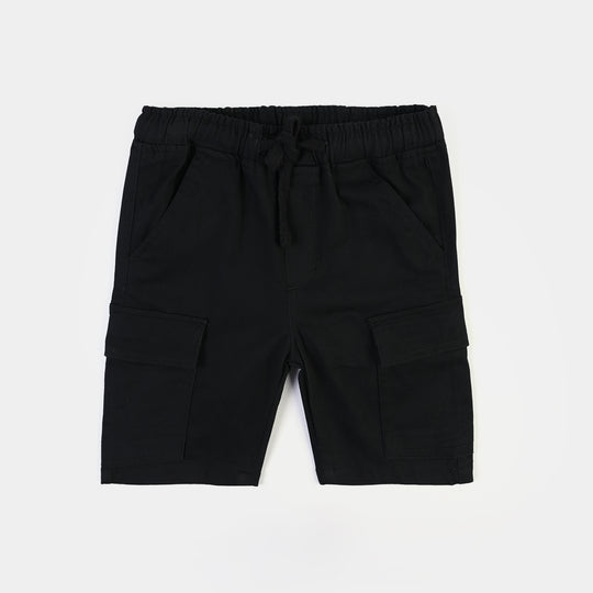 Boys Cotton Twill Short Funday-BLACK