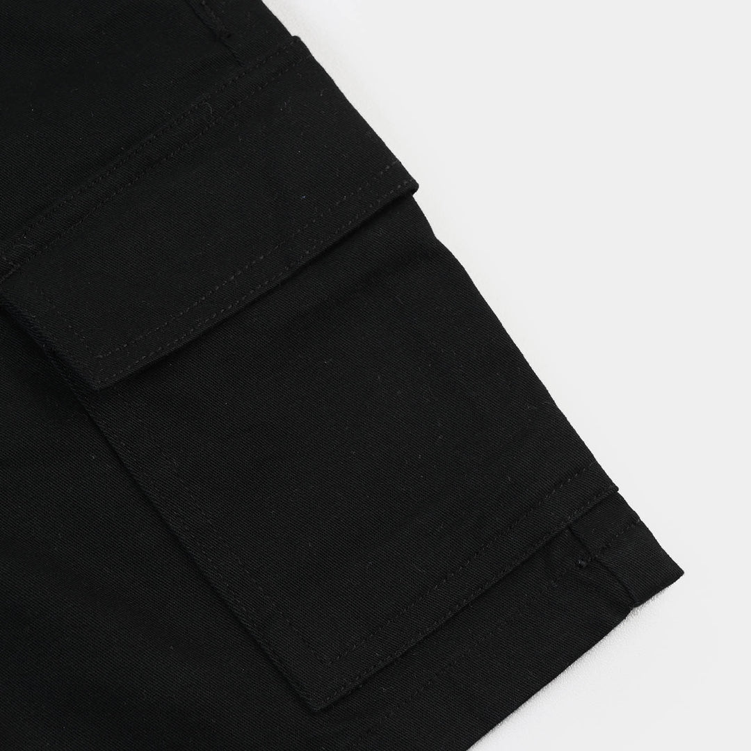 Boys Cotton Twill Short Funday-BLACK