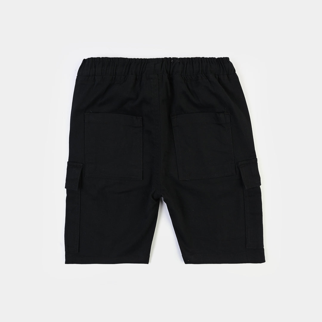 Boys Cotton Twill Short Funday-BLACK